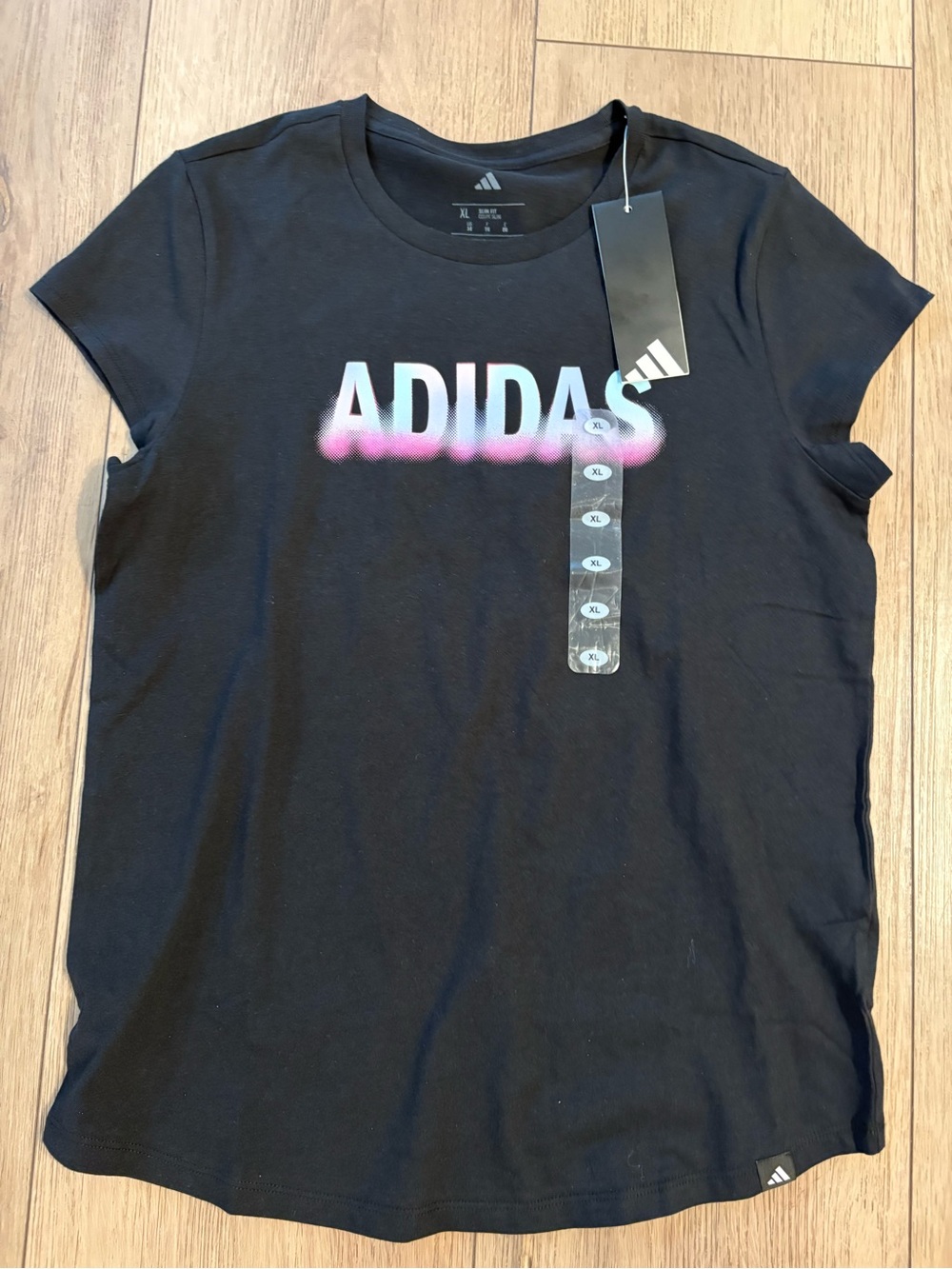 adidas Black T-Shirt with Pink Fade Logo